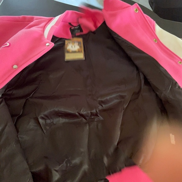 Pink Varsity Jacket with Star Patches - Picture 7 of 7